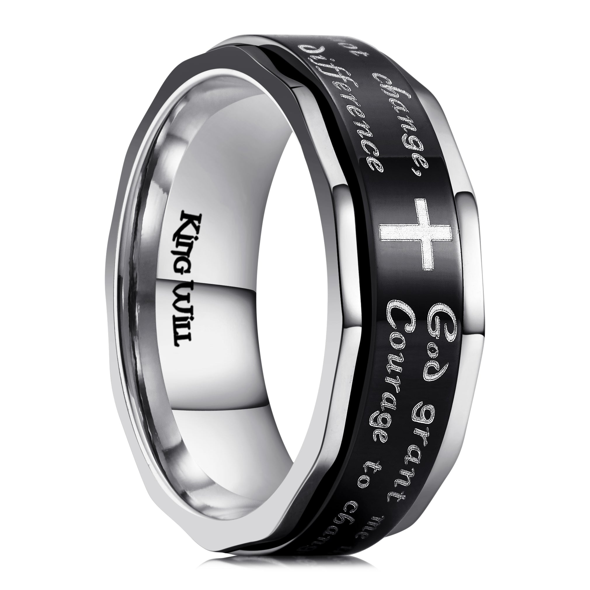 King Will Intertwine 8mm Silver Spinner Ring Stainless Steel Fidget Ring  Anxiety Ring for Men gold curb chain Inlay 7