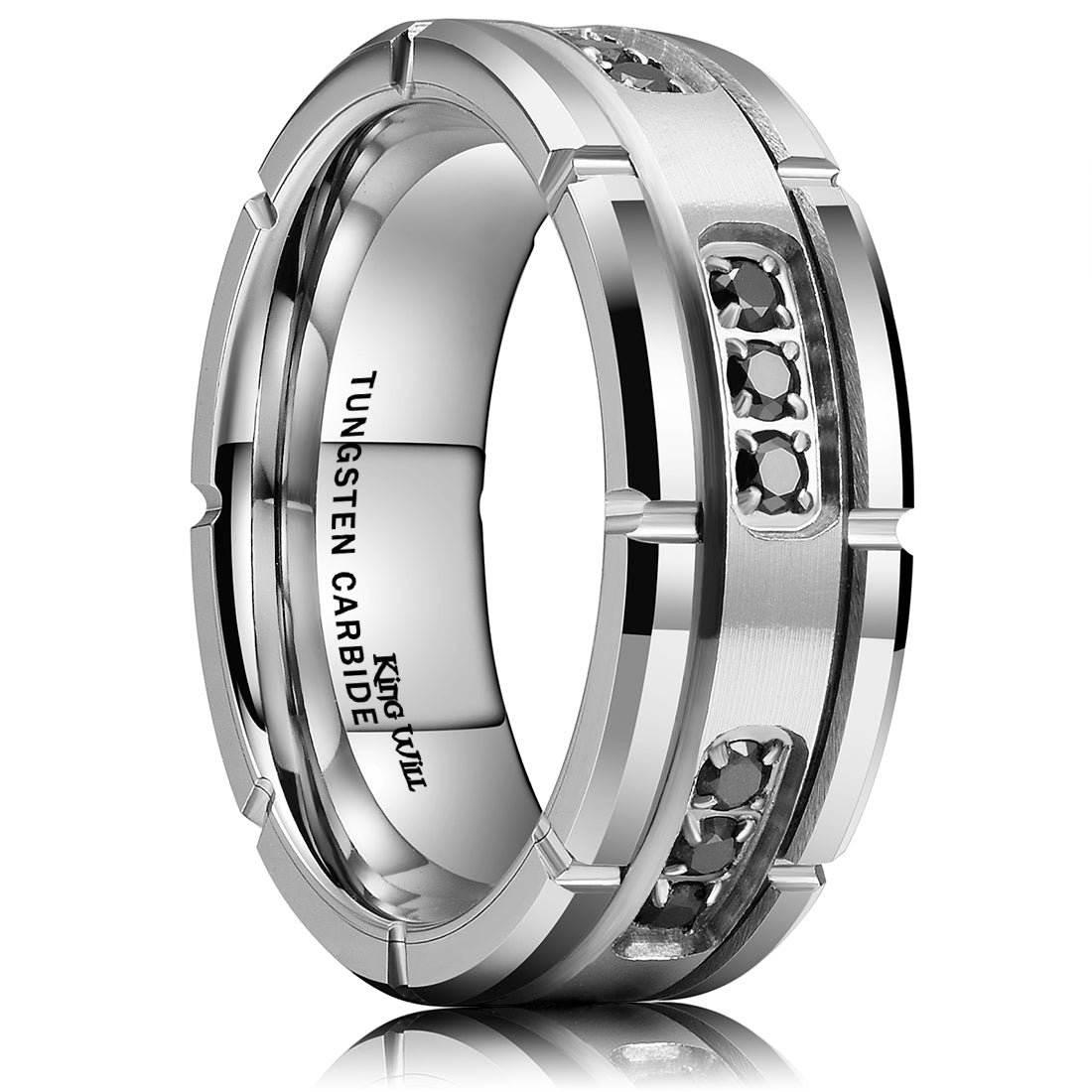 King Will 8mm Tungsten Carbide Ring for Men Silver/Gold/Black Wedding Band  Matte Brushed Polish Finish: Buy Online at Best Price in UAE 